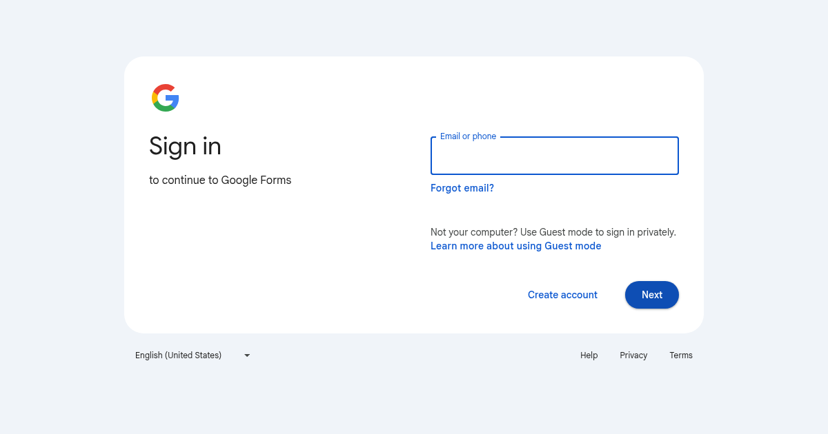 Sign in to Google Forms